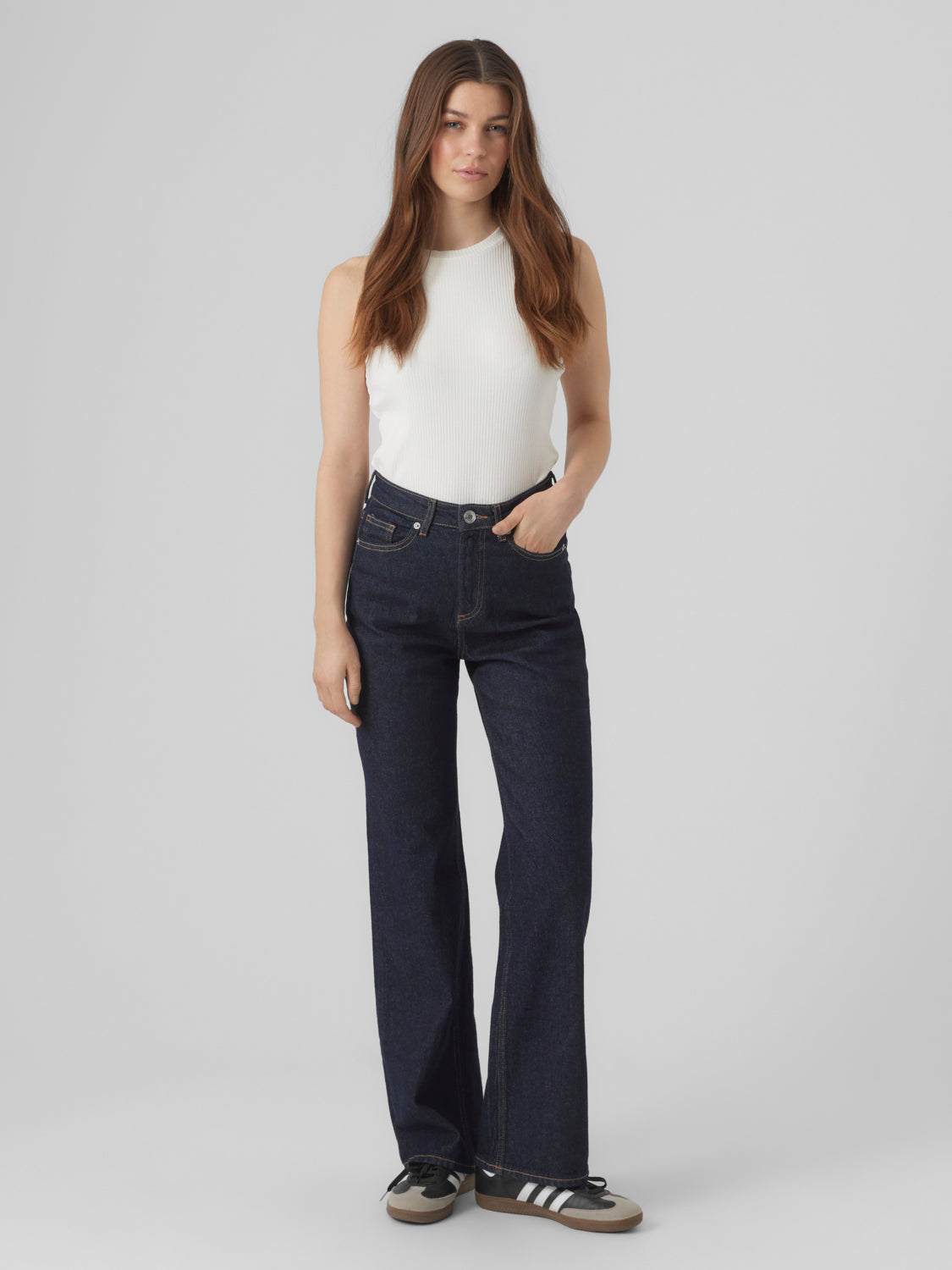 VMTESSA HR WIDE Jeans - Dark Blue Denim